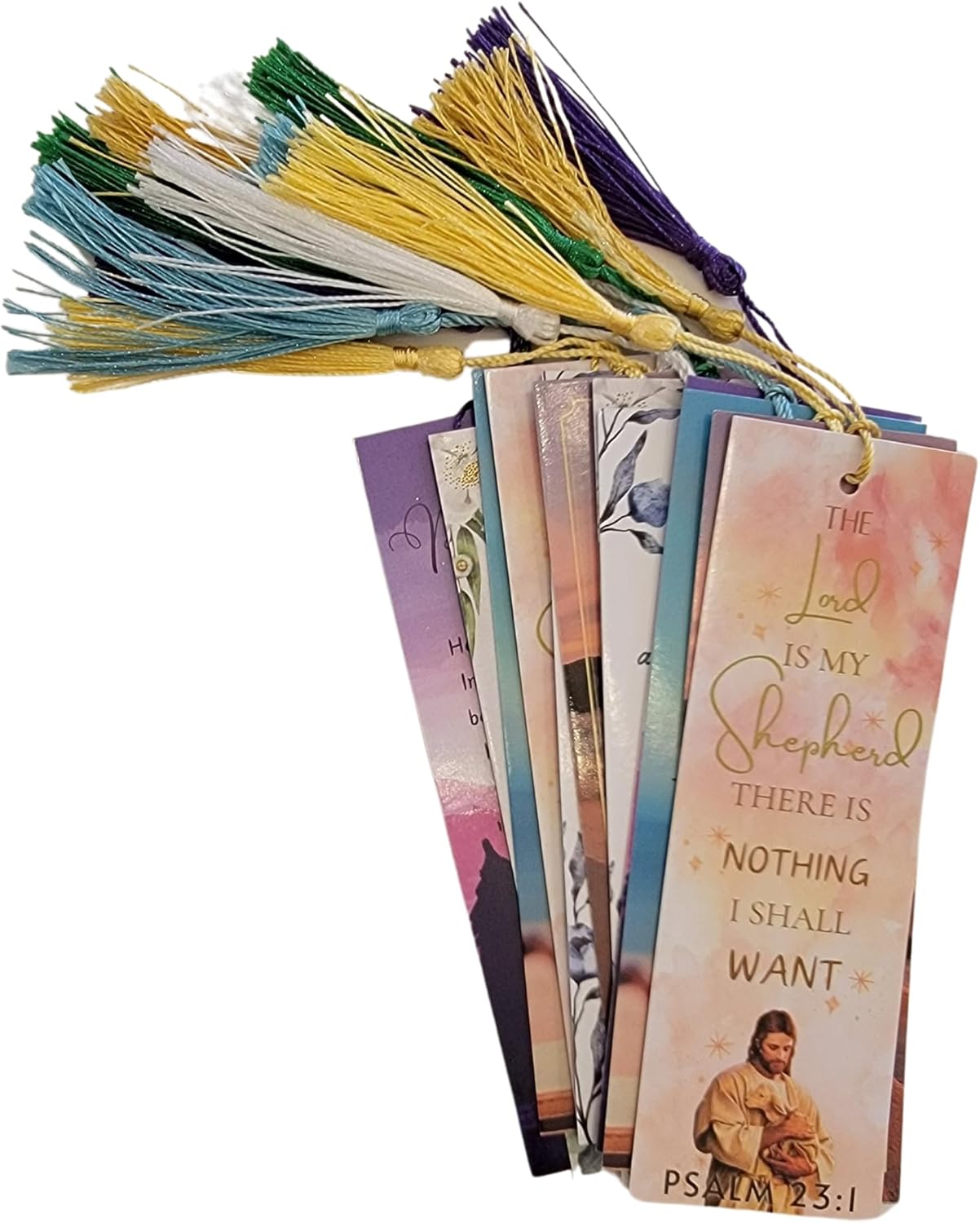NC Set of 12 Bible Verse Bookmarks with Prayers - 6 Unique Designs with Matching Tassels - 5x15cm, Inspirational, Spiritual & Religious Christian Bookmarks, Perfect for Gifts