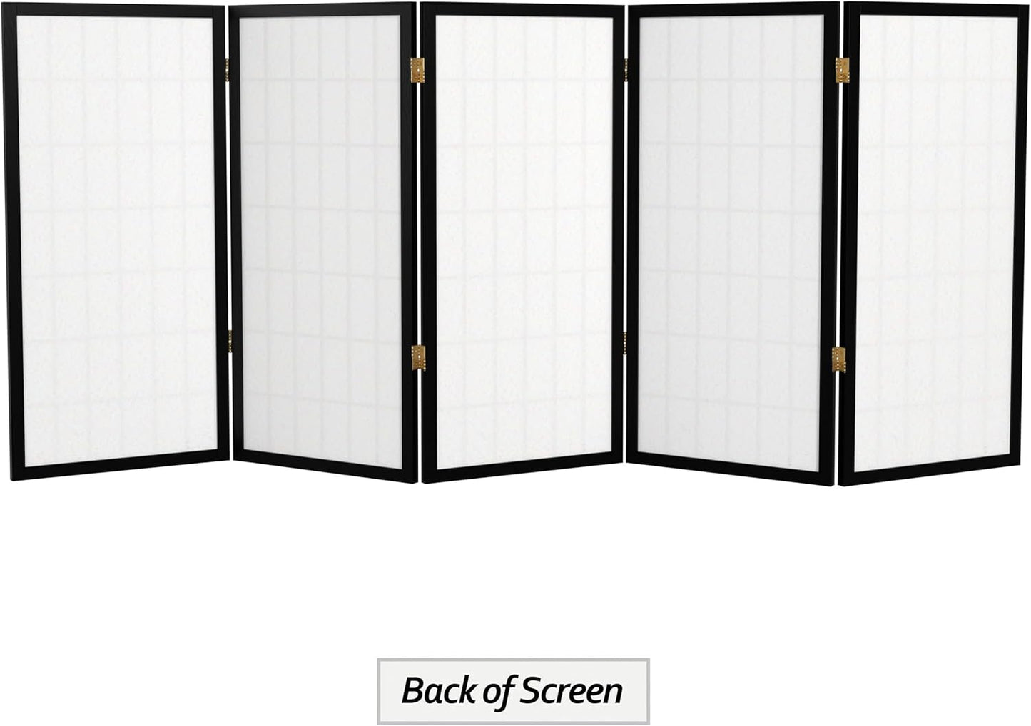 3 ft. Short Window Pane Shoji Screen - Black - 5 Panels
