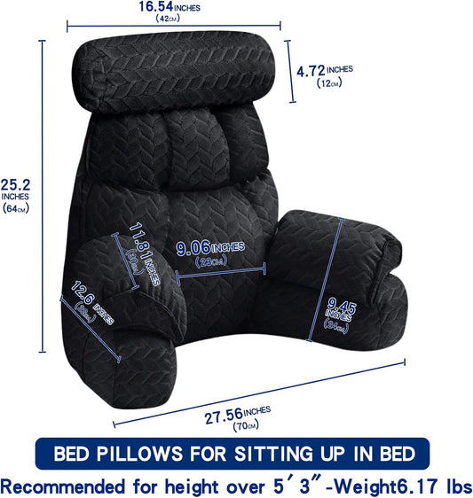 FXXUDVNIIN Back Pillow for Bed Sitting up – with 9.4" Armrests Bed Pillow for Sitting up,Inch Arms for Support, Ideal for Reading, Watching TV, Gaming, and Relaxing