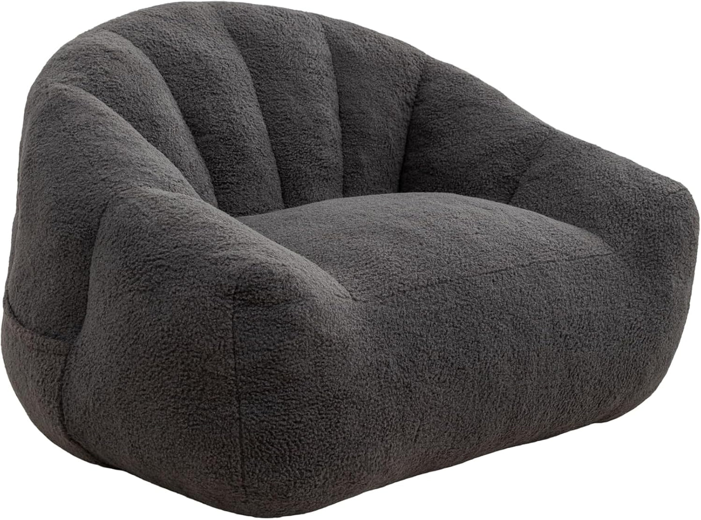 MINCETA Giant Bean Bag Chairs for Adults, Comfy Bean Bag Chair with Armrests, 35" D x 41.4" W, Dark Gray Beanbag Sofa for Living Room, Bedroom, Filler Included