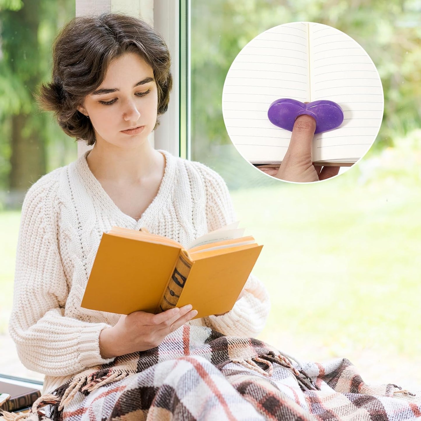 4 Pcs Thumb Page Holder for Reading, Energy Pattern Thumb Bookmark, Starry Sky Thumb Bookmark, Heart-Shaped Book Opener Holder, Book Finger Page Holder, Book Accessories for Reading Lovers