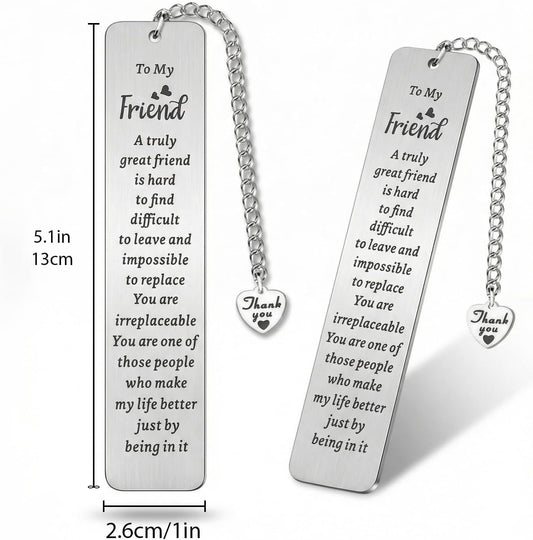 Metal Bookmark, Engraved Long Distance Friendship Gift for Book Lovers, Sentimental Birthday Present for Best Friend, Thoughtful Reading Gift for Women Men Christmas Graduation