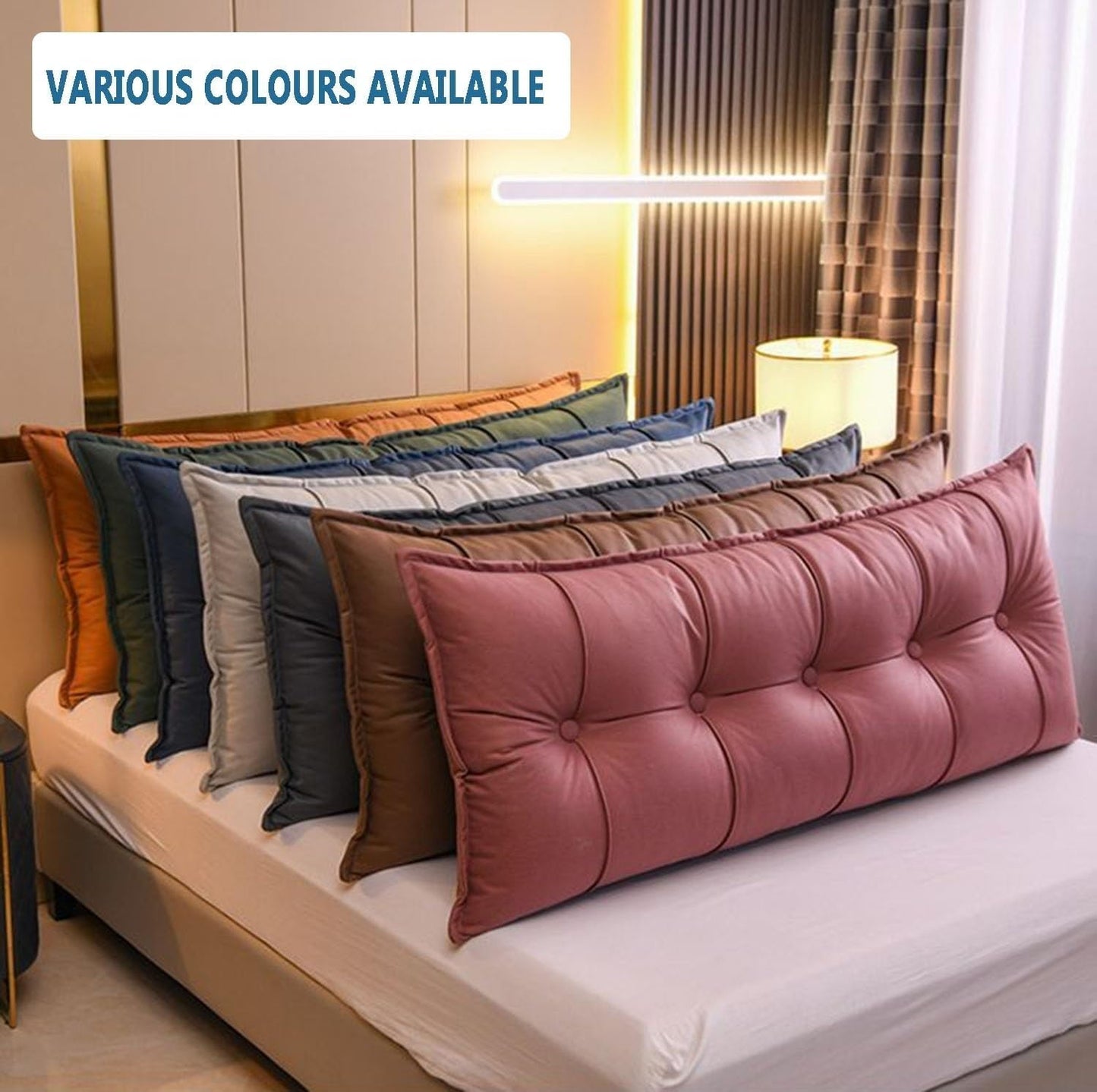 Bed Reading Rest Pillow, Luxurious Couch Back Cushions 60/80/100/120cm Reading Headboard Pillow Removable Lumbar Support Pillow for Queen/King/Twin