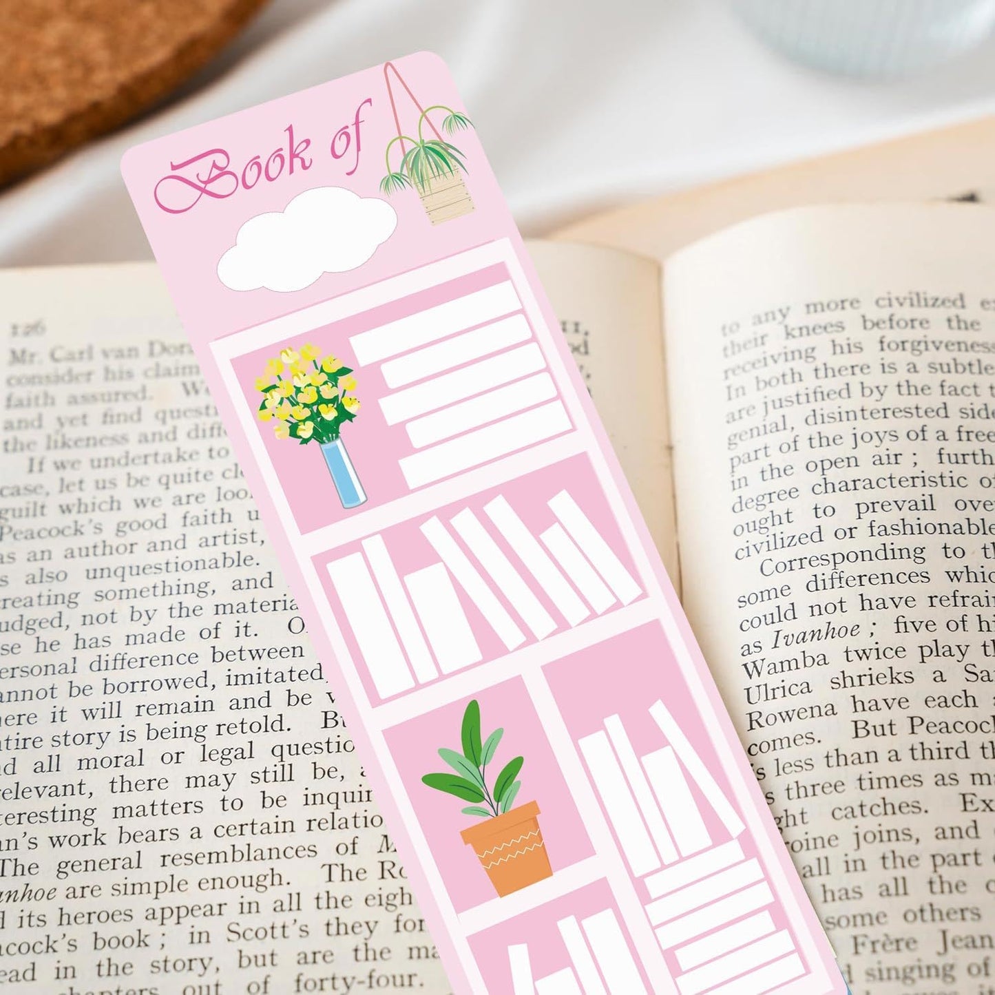 60pcs Reading List Bookmark Bookshelf Design Bookmarks 3x8 Inch 2025 Personal Libraries Reading Page Cards Bookmarks Book Tracker Notecards Book Accessories for Reading Lovers