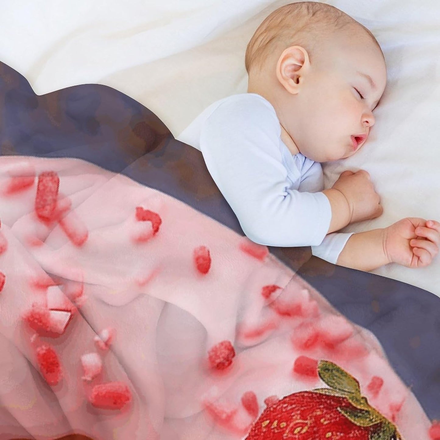 Strawberry Donut Throw Blanket for Couch Super Soft Warm Lightweight Throw Blankets Cozy Flannel Bed Blanket Cute Decorative Blankets for All Seasons Home Decor Gift 60"*80"(150 * 200cm)