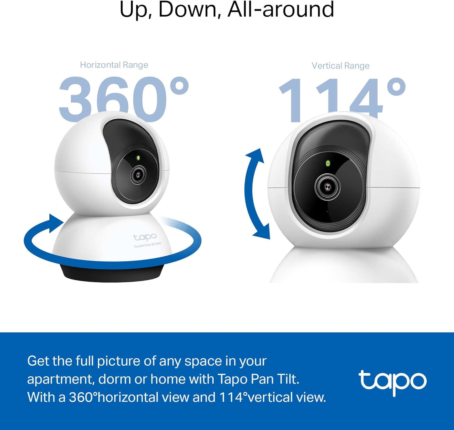 TP-Link Tapo 2K QHD Pan/Tilt Security Camera for Pet Camera, Baby Monitor, Motion Detection, Motion Tracking, 2-Way Audio, Night Vision, Cloud &SD Card Storage, Works w/Alexa & Google Home(Tapo C220)