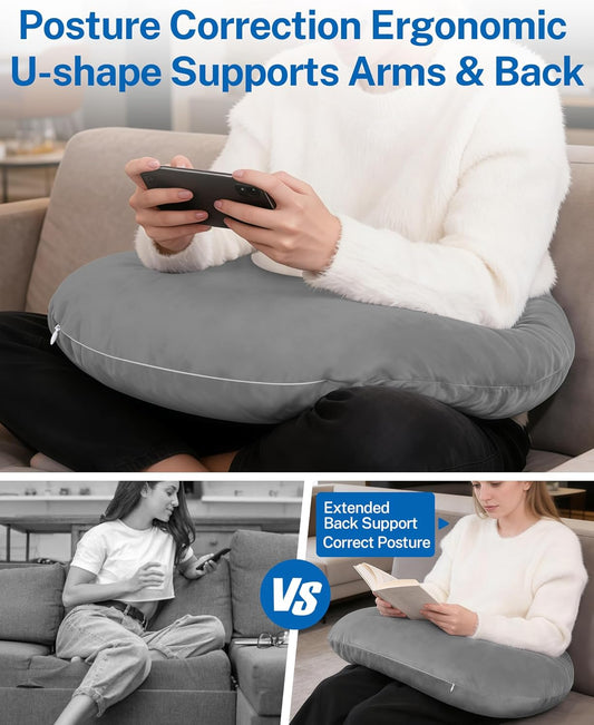 Multi-Use Arm Support Pillow - Ideal for Gaming, Office Work, Reading & Travel, All-Ages Ergonomic Design Helps Relieve Arm Fatigue, Machine Washable & Portable