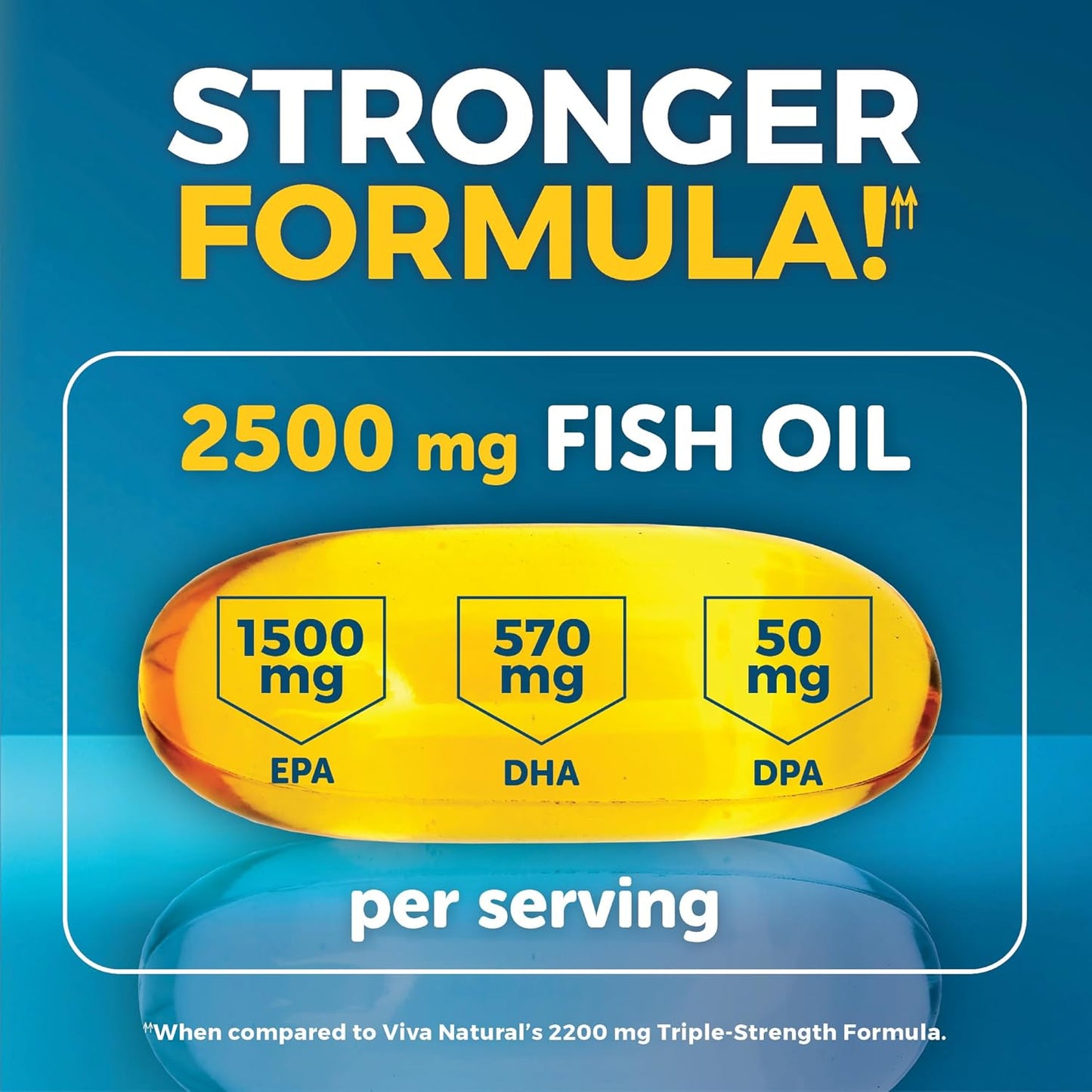 Viva Naturals Omega-3 Fish Oil, Triple Strength, 2500 mg, 60 Softgels – Re-Esterified Omega 3 Fatty Acids Including EPA, DHA, DPA - Pascatarian-Friendly