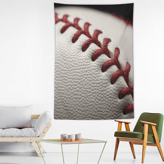 FodPand Baseball Lace Close Up Tapestry Anti-fading Wall Tapestry with Installation Kit Backdrop Banner Multipurpose Aesthetic Tapestries Boho Wall Art Hanging Decorative Blanket 60"x90"