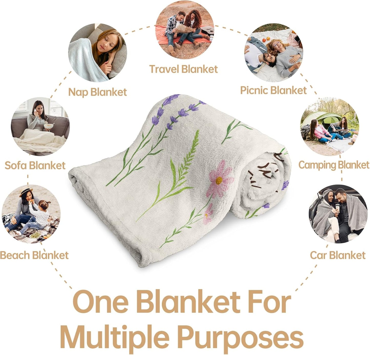 Nana Gifts, Floral Printed Blanket, Nana Birthday Gifts from Grandkids, Best Grandma Gift on Mothers Day, Soft Throw Blanket 50'' x 60''