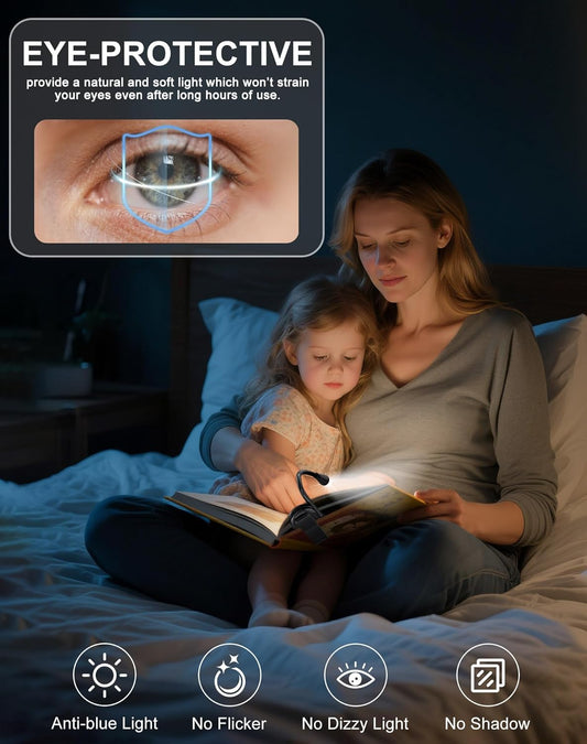 Minsk Book Light, 360° Flexible Book Reading Light, Eye Caring 3 Color Stepless Dimming Brightness Book Lamp, Lightweight Book Light Clip On, Reading Lights for Books in Bed, Book Lovers Gifts