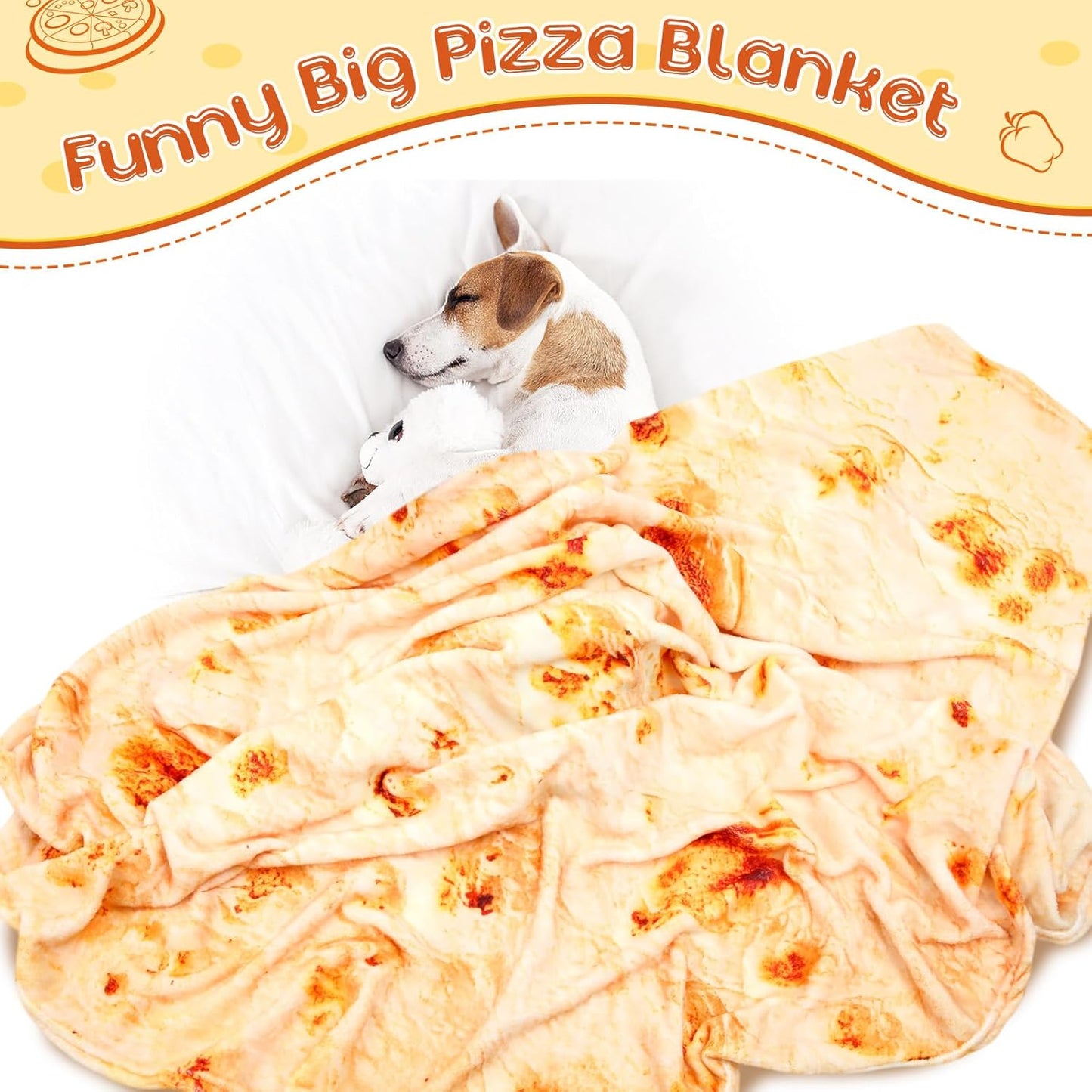 2 Pcs Burritos Pizza Blankets White Elephant Funny Gifts 1 Tortilla Blanket 1 Pizza Throw Blanket 230 GSM Realistic Novelty Flannel Round Sausage Blankets for Adult(71 Inches)