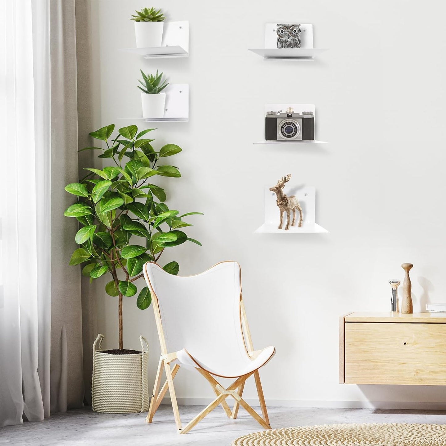 Hiceeden 6 Pack Floating Bookshelves for Wall, Invisible Floating Book Shelf Hidden Bookshelf, Metal Wall Mounted Heavy-Duty Book Holder for Bedroom, Living Room, White