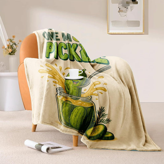 Just One More Pickle Throw Blanket 50 x 60 Inch, Cute Food Pun Gag Gift for Pickles Lovers, Cozy Couch Bed Dorm Decor, Birthday Christmas White Elephant Housewarming (Pickle)