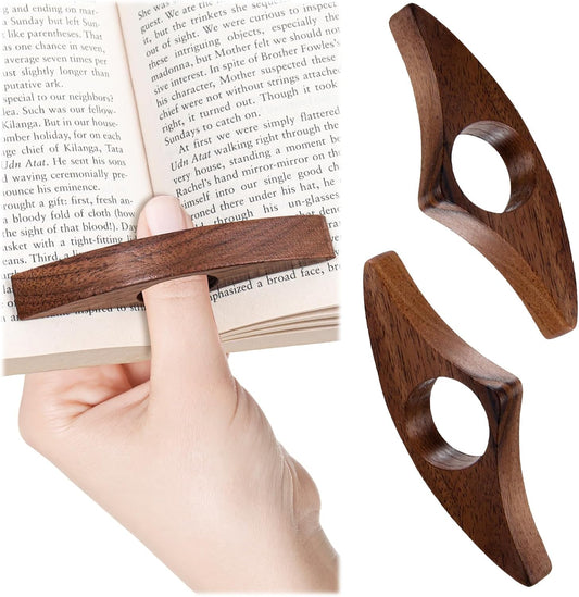 2Pcs Book Page Holder Thumb Book Page Holder for Reading with One Hand Book Thumb Page Holder Reading Accessories for Book Lovers Thumb Bookmark (Walnut)