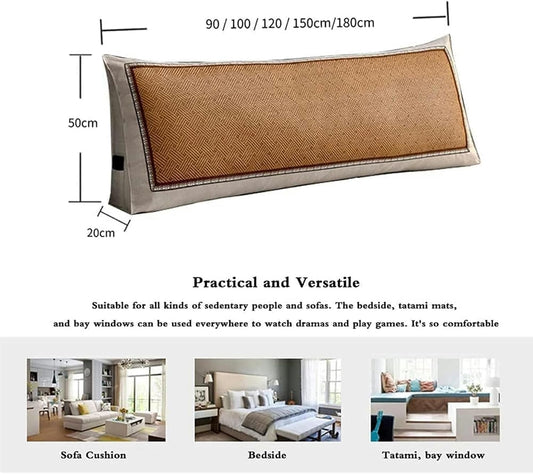 Triangle Bed Back Cushion Pillow, Removable Easy to Clean Tatami Reading Backrest Cushion Reading Bedrest Throw Pillows Bed Rest Pillows(Sky Blue,100 * 50 * 20cm)