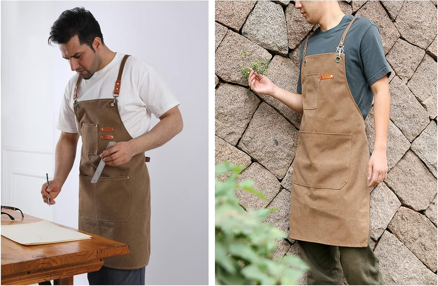 Canvas Heavy Duty Work Tool Apron, Chef Cotton Aprons with Large Pockets…