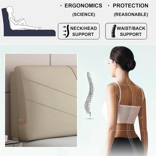 AMNOOL Headboard Full Bedside Pillow Large Support Backrest Headboard Upholstered Faux Leather Pillowboard Wedge Headboard Cushion for Sofa Bed Tatami Bunk Bed