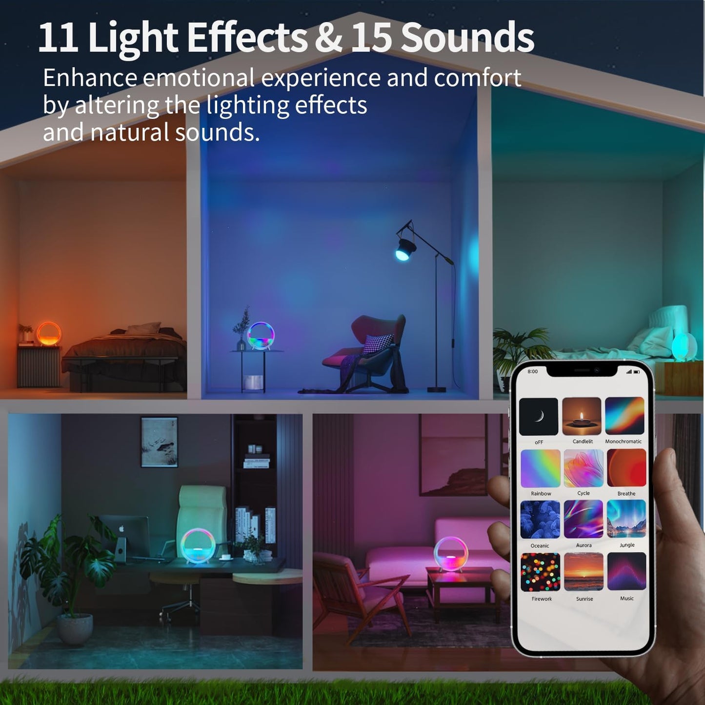 MOMILLA Sunrise Alarm Clock with Wireless Charging & Bluetooth Speaker, Compatible with Airpods/iPhone, Smart APP Control, Sound Machine, Night Light Bedrooms, Alarm Clocks for Heavy Sleepers Adults