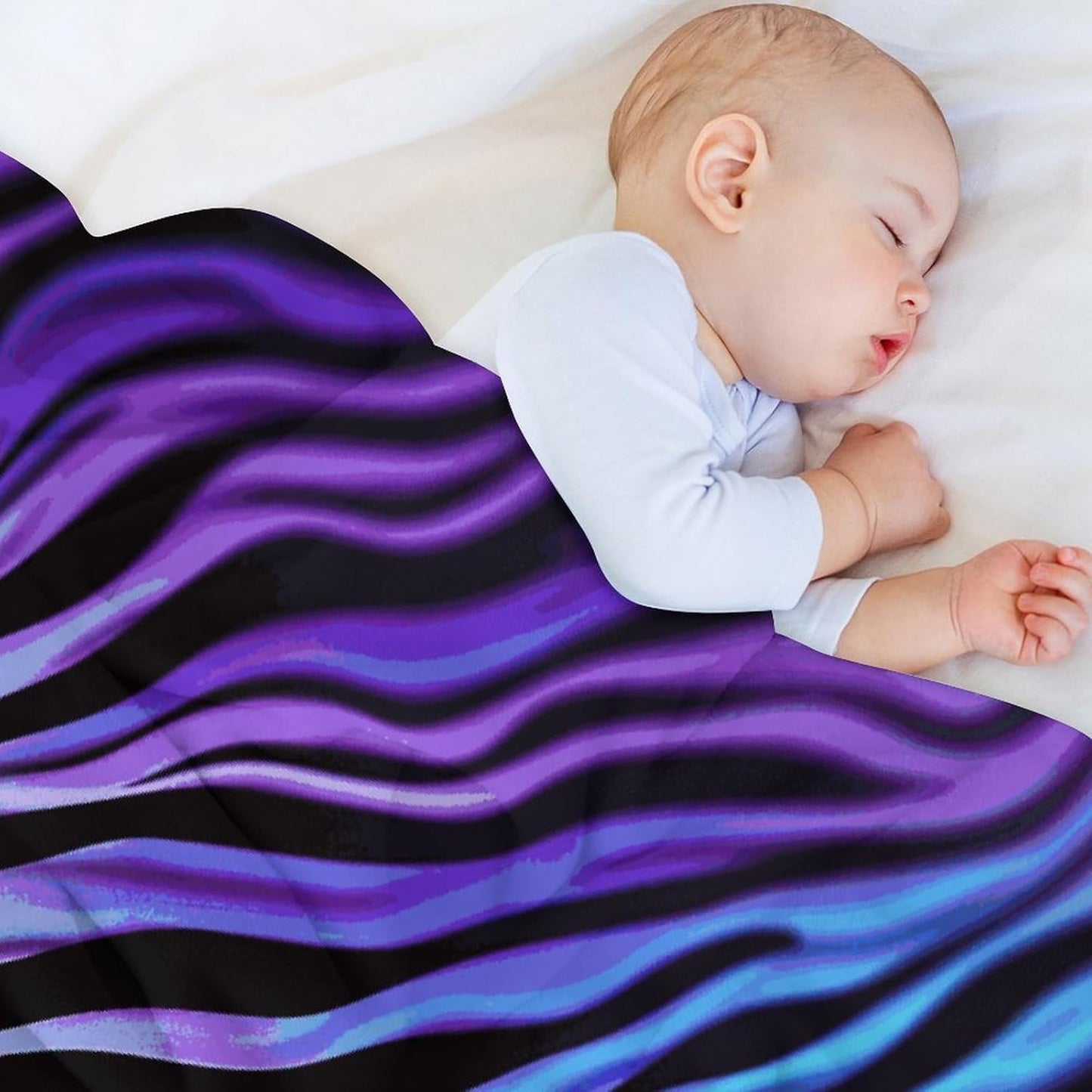 Purple Blue Green Camouflage Zebra Stripes Blanket Super Soft Lightweight Throw Blanket Cute Cozy Warm Bed Blanket Decorative Fuzzy Blanket All-Season Home Decor Gift for Sofa Couch Living Room 50"*60