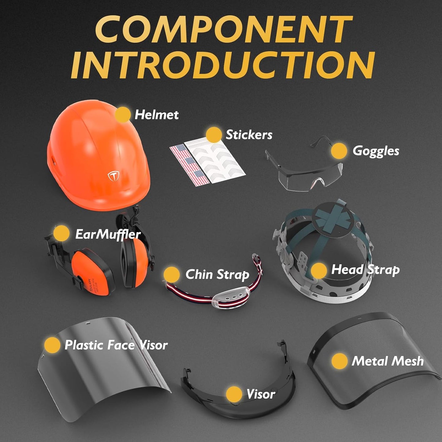 TOOLIOM Chainsaw Helmet with Face Shield and Ear Muffs, Forestry Safety Helmet, ANSI Z89.1 Certified Arborist Helmet, Chainsaw Safety Equipment (with Anti-Fog Goggles)