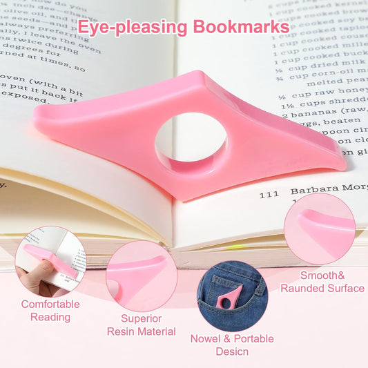 4 Pack Thumb Book Page Holder, Acrylic Page Holders for Reading, Book Opener Holder Reading Gifts Accessories for Readers Readinglovers Student Teacher Gifts(4 Colors)
