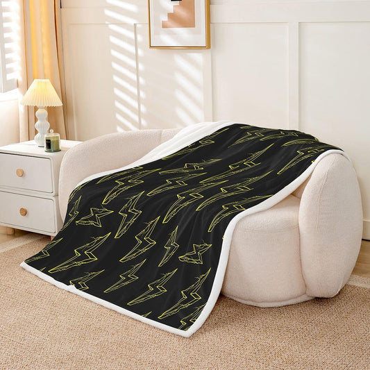 Lightning Pattern Bed Blanket Kids Girls Yellow and Black Sherpa Blanket Soft Cozy Lightweight Lightning Sign Plush Fleece Modern Cool Blanket Gifts for Bed Chair Office Sofa(Throw 50"x60")