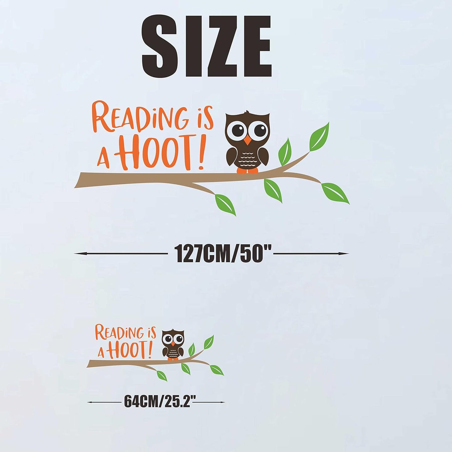 Reading is a Hoot Wall Decal Children Study Room Wall Art Teacher or Library Decor Vinyl Wall Stickers Quote Wall Décor A13 (Small)