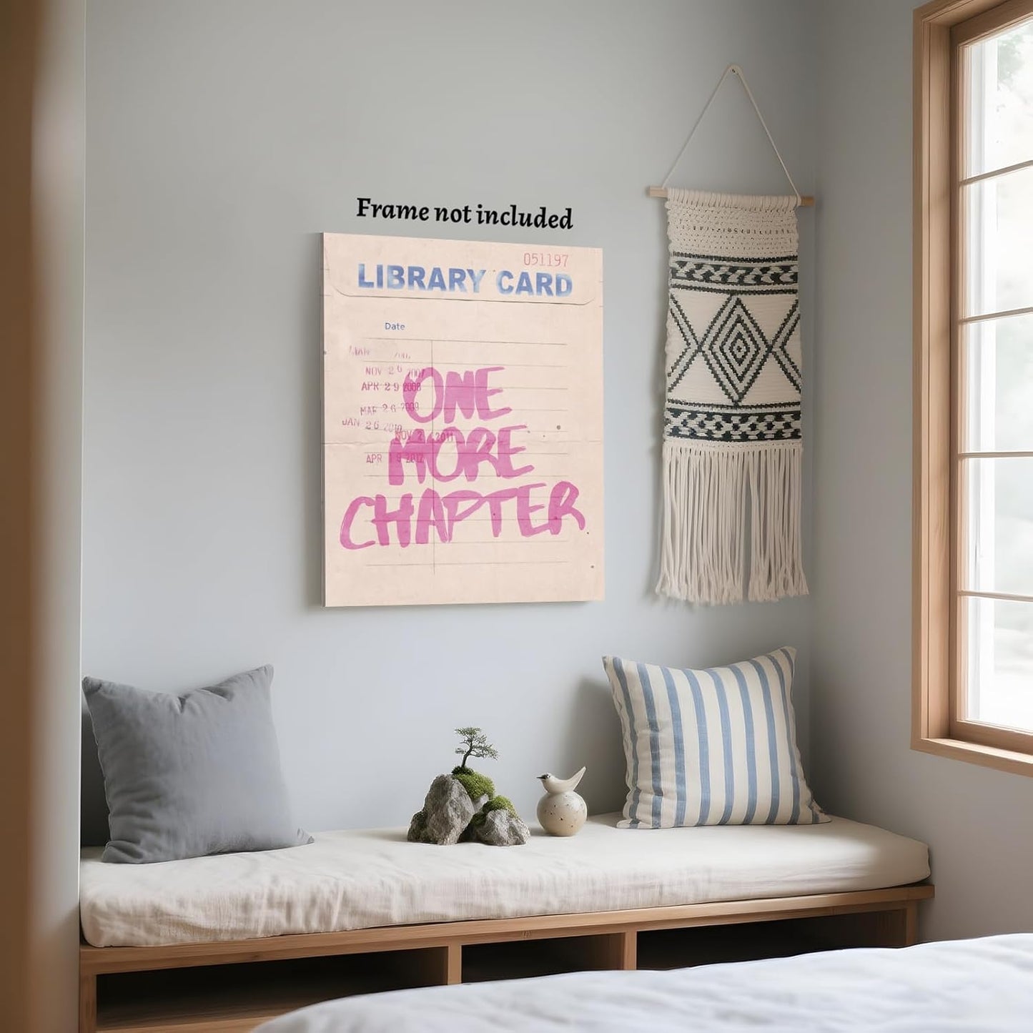 Ripiyome Pink Vintage Library Wall Art One More Chapter Quote Book Poster Trendy Bookish Decor Posters Retro Library Canvas Print for book lover Reading Nook Bedroom Wall Decor 12x16inch Unframed