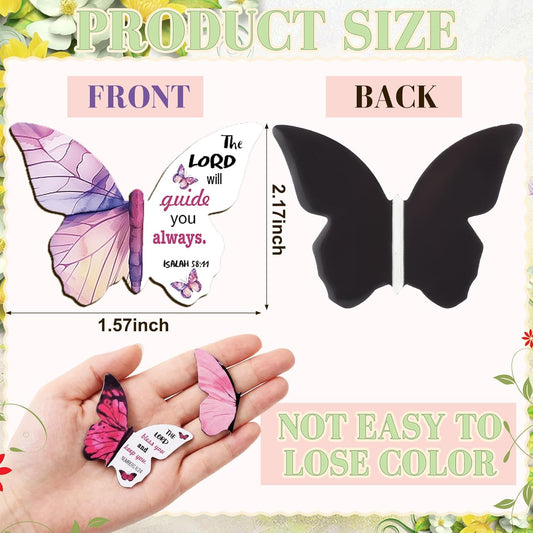 24 Pieces Bible Verse Magnetic Bookmarks Christian Butterfly Magnet Bookmarks Foldable Women Religious Gift for Mother's Day 1.6 x 2.2 In Inspirational Reading Page Markers for School Church