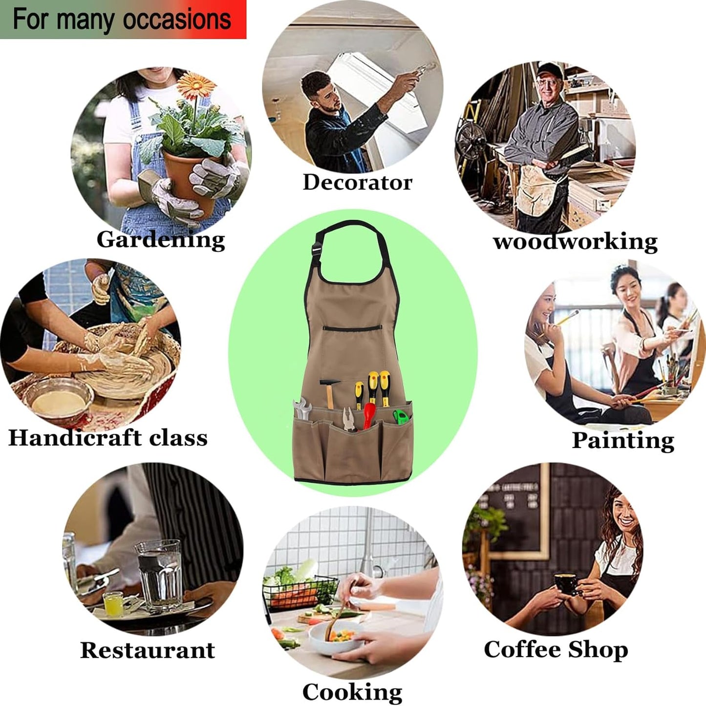 Work Tool Aprons for Men Women Waterproof Garden Apron with Pocket Torso Length Canvas Apron for Planting Woodworking