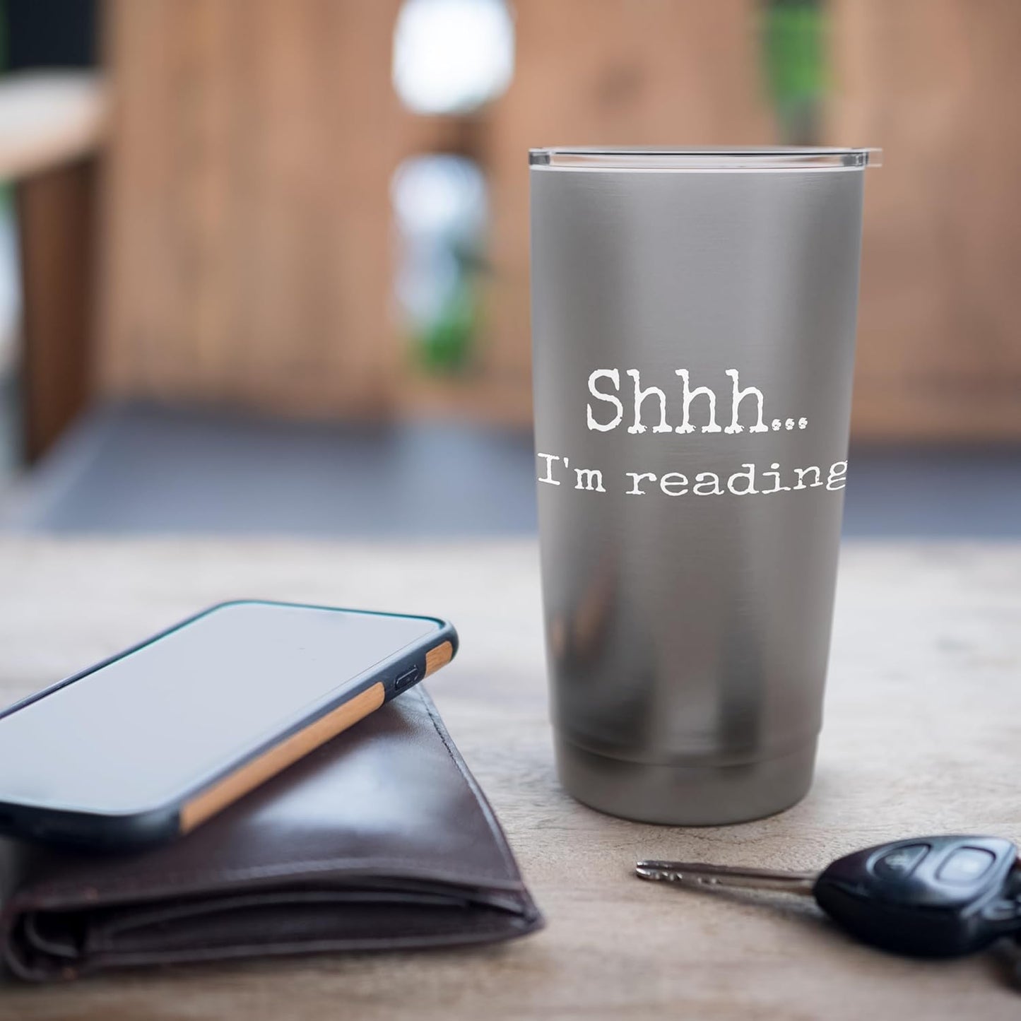 Bookish Shhh... I'm Reading Humorous Saying Stainless Steel Insulated Tumbler