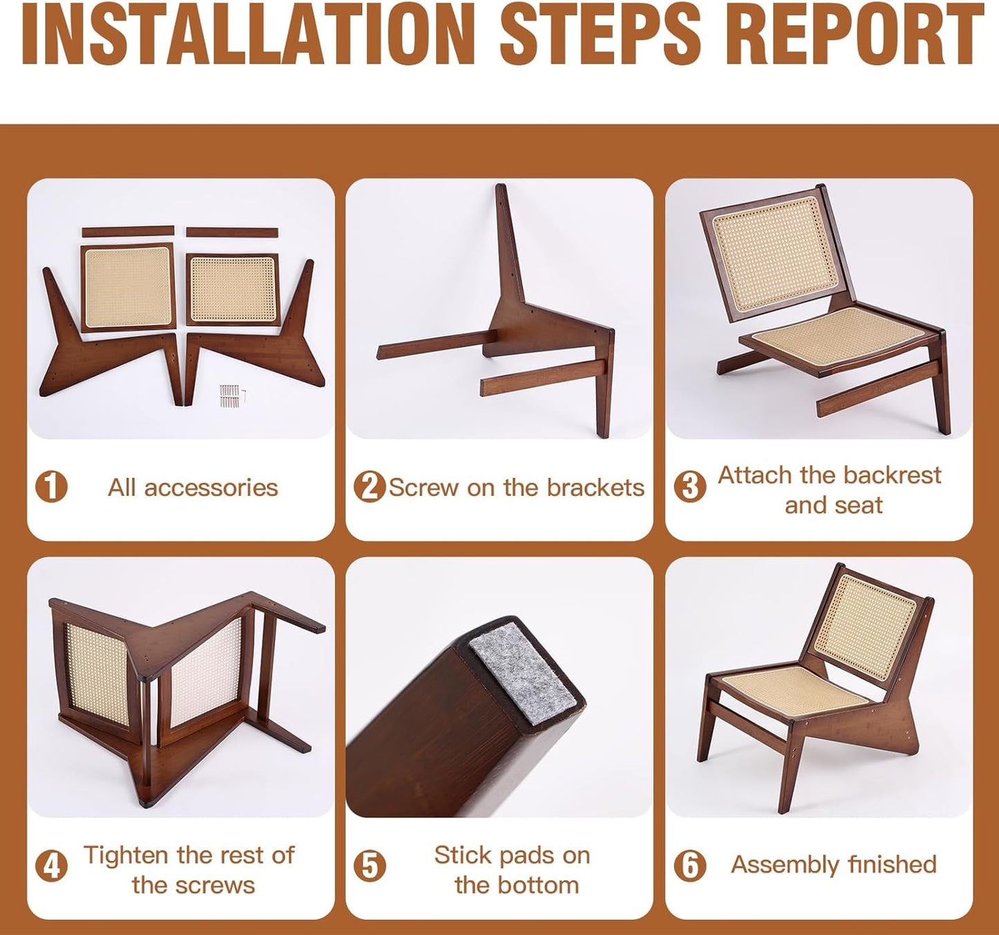 Mid Century Modern Accent Chair for Living Room, Low Lounge Chair with Solid Wood Frame, Comfy Armchair for Bedroom and Balcony, Walnut