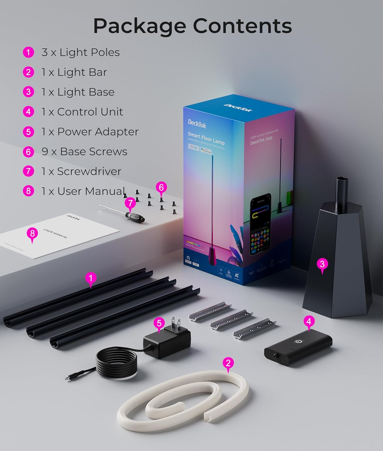 RGBCW Corner Floor Lamp, Smart Floor Lamp pro, Upgraded 1500lm, 16 Million Colors, Music Sync,2700-6500K, LED Corner Lamp with Alexa & Google Compatible, Led Floor Lamps for Living Room Bedroom Gaming