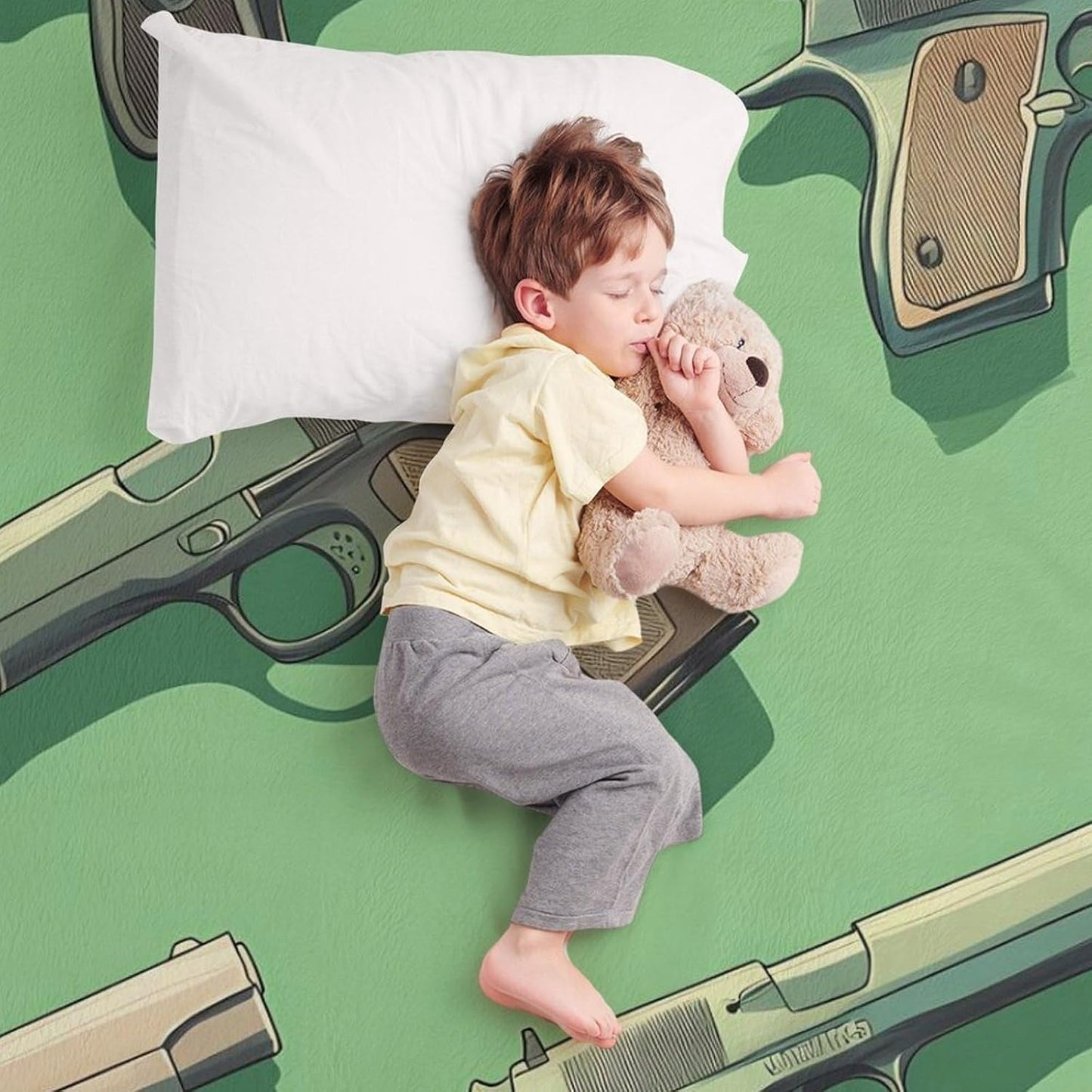 Guns Print Throw Blanket for Couch Bed Plush Cozy Fuzzy Flannel Blanket for All Season 40"x50"