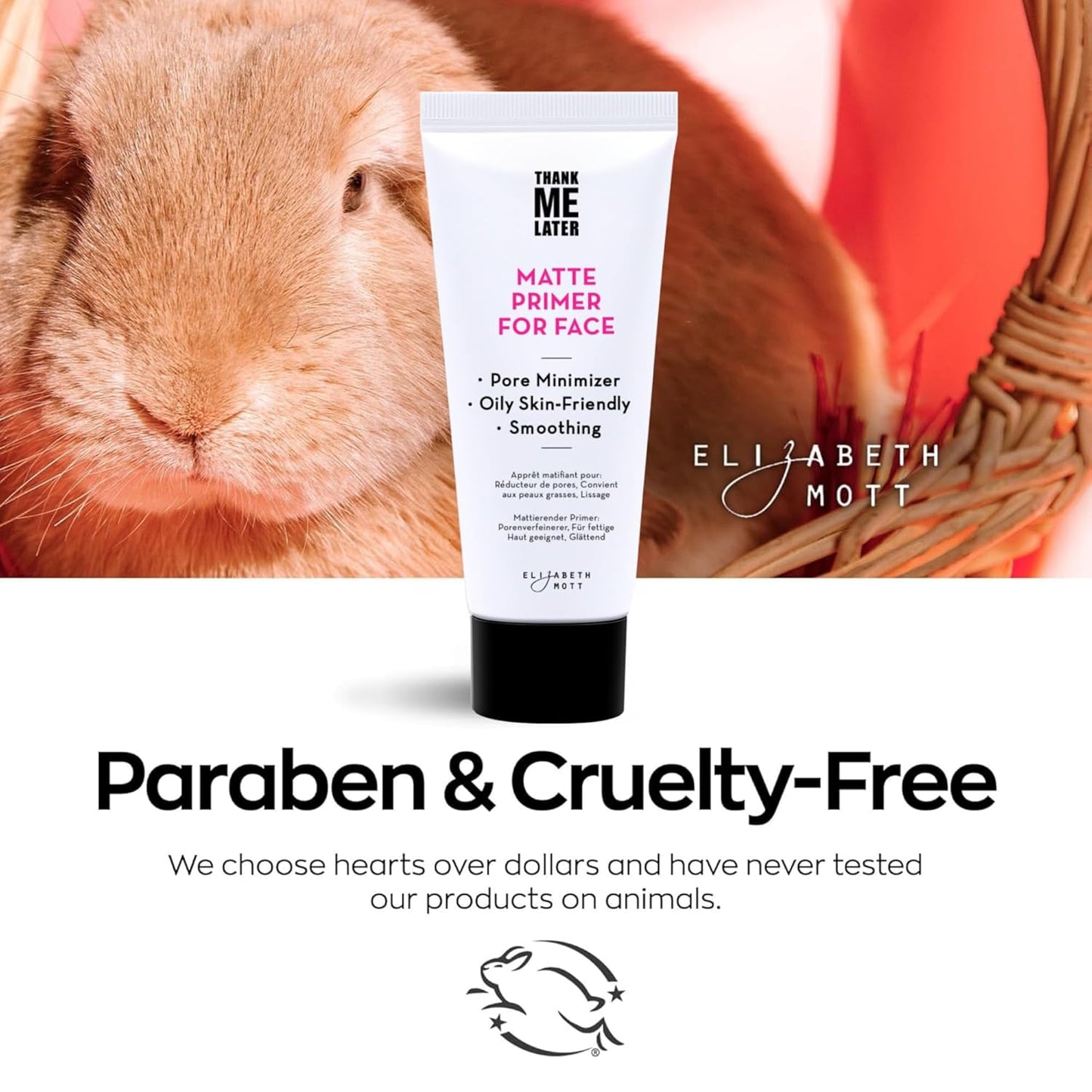 Elizabeth Mott Thank Me Later Face Primer - Mattifying Makeup Base Primer for Smooth Skin - Pore Minimizer, Helps Smooth Fine Lines - Long-Lasting, Lightweight, Leaping Bunny Certified, 30g