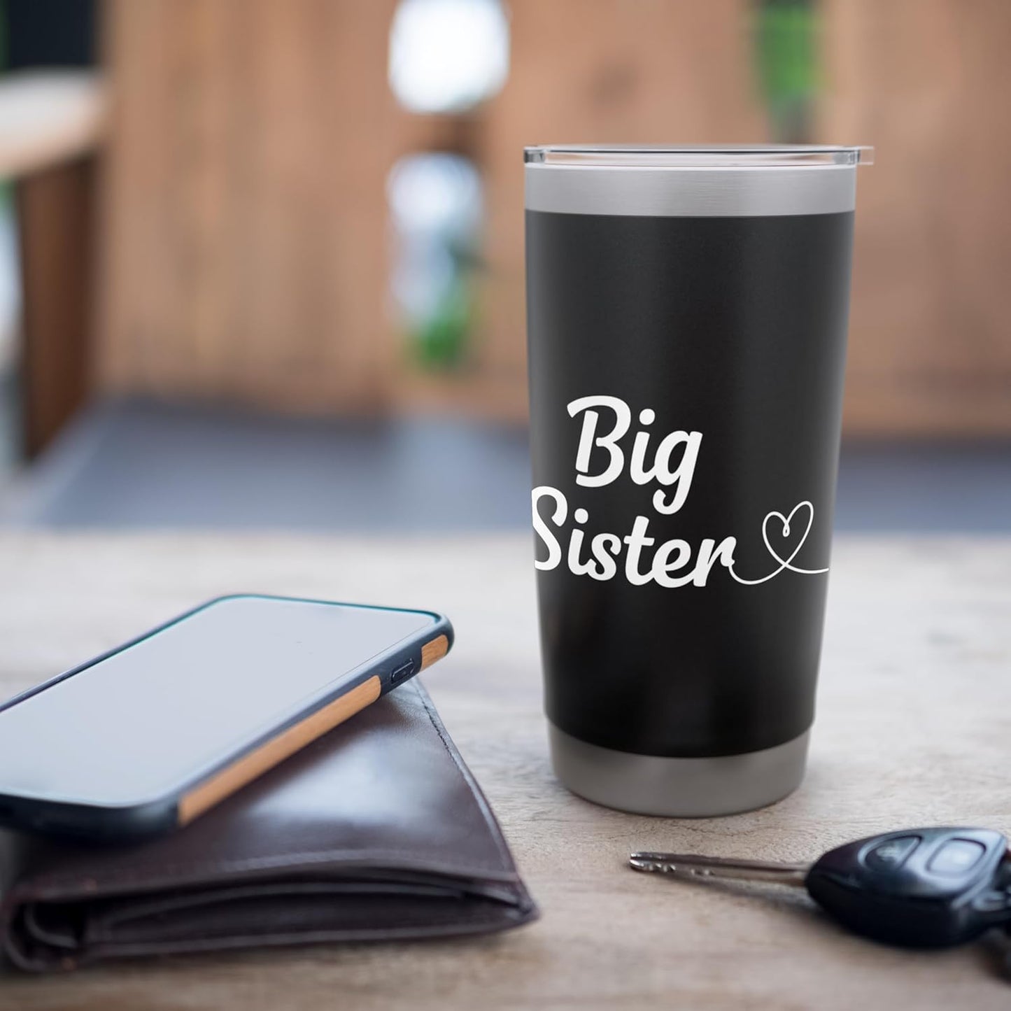 Big Sister Script Heart Family Sister Announcement For Women Stainless Steel Insulated Tumbler