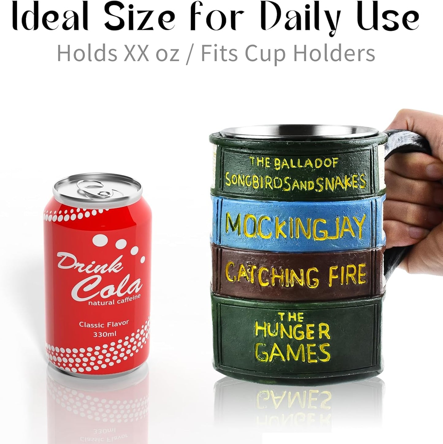 Literary Stacked Mug – 3D Book Spine Fantasy Novel Coffee Mug, Classic Adventure Fiction Inspired Drinkware for Book Lovers, 13.5 Ounces