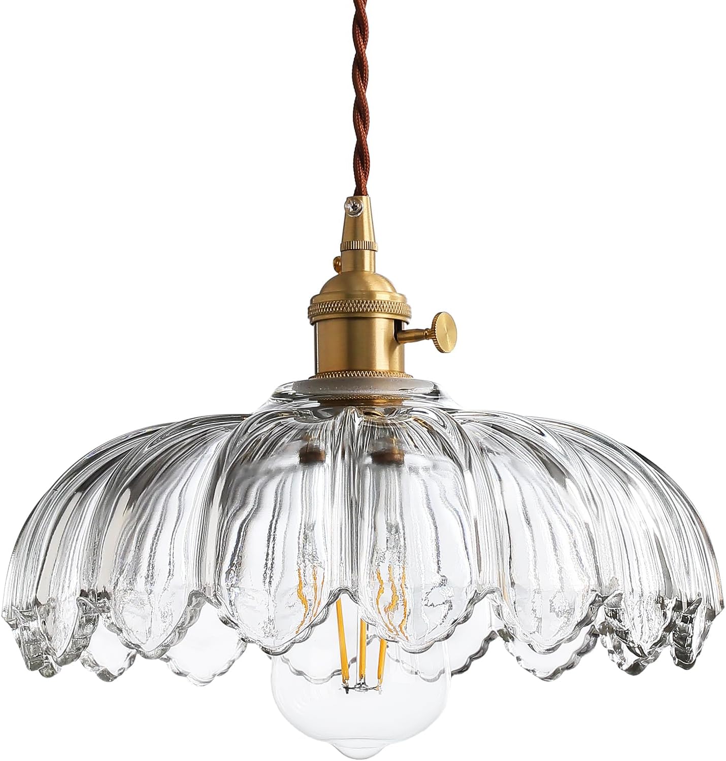 Plug in Pendant Light Hanging Lamp: Kitchen Pendant Lighting Clear Glass Pendant Light, Pendant Lights for Kitchen Island, Bedroom, Dining Room, Living Room, E26 No Bulb