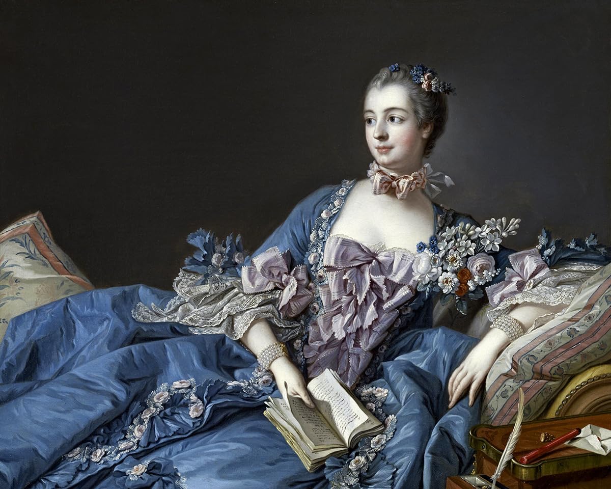 Madame de Pompadour Lady Reading a Book Painting By Francois Boucher 20"X24" Image Size on CANVAS Fine Art Print Poster Shipped Rolled-up