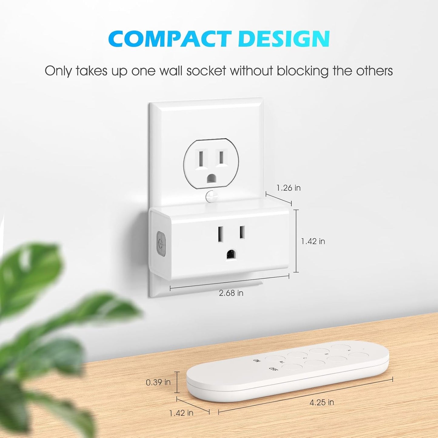 SURNICE Mini Remote Control Outlet On Off Switch Plug for Christmas Lights, 260ft RF Range, Wireless Remote Light Switch 1800W/15A, White, FCC Listed(1 Remote + 3 Outlets)