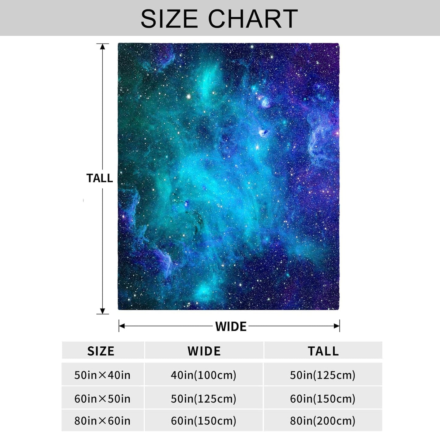 Galaxy Space Throw Blanket Gift, Soft Warm Fuzzy Plush Blanket, Smooth Cozy Flannel Blanket for Bed/Couch/Camping (60"x50")