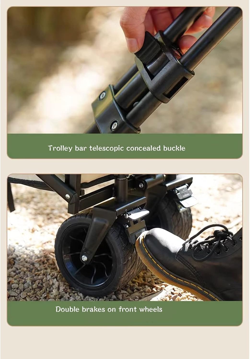 Portable Camping Cart,Camping Trolley Cart with Wheels, Folding Garden Beach Wagon Foldable Pull Along Trolley, with Removable Fabric for Picnic Transport Outdo