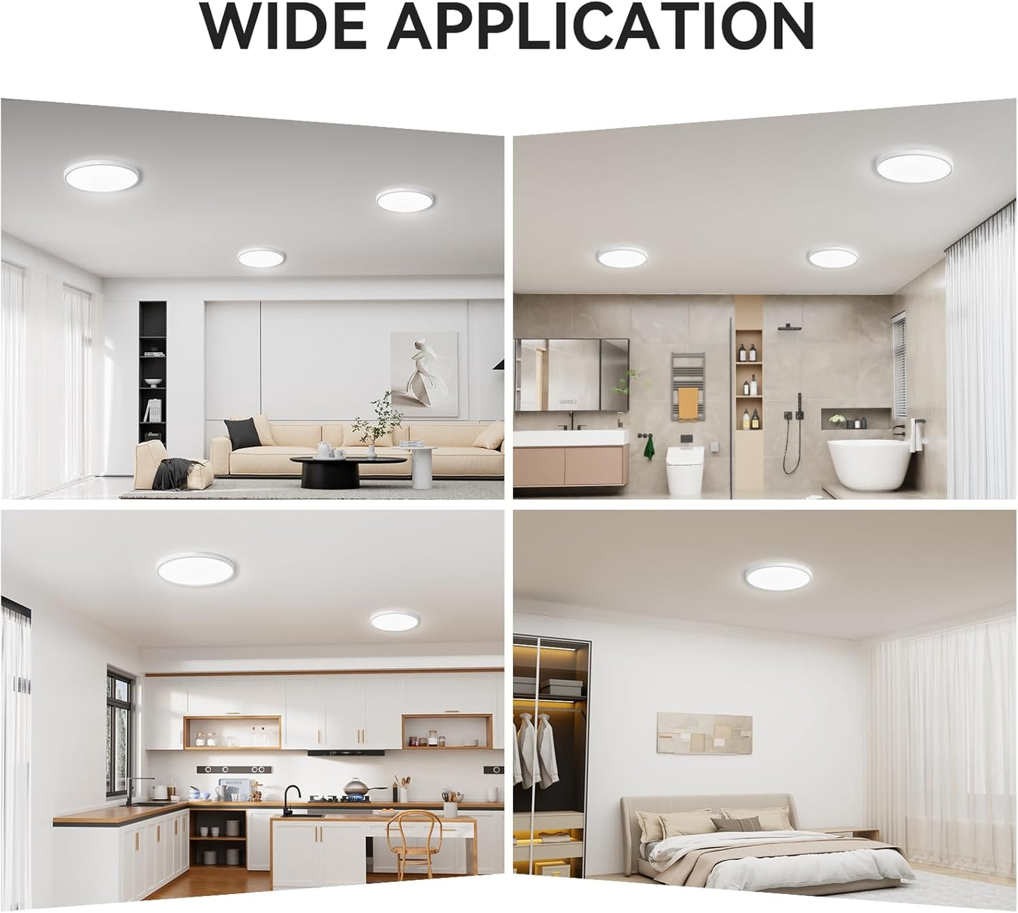12Pack 3200lm LED Flush Mount Ceiling Light, Super Slim 12 inch Ceiling Light, 5000K LED Light for Bedroom, Living Room, Dining Room, Garage, Office, Warehouse