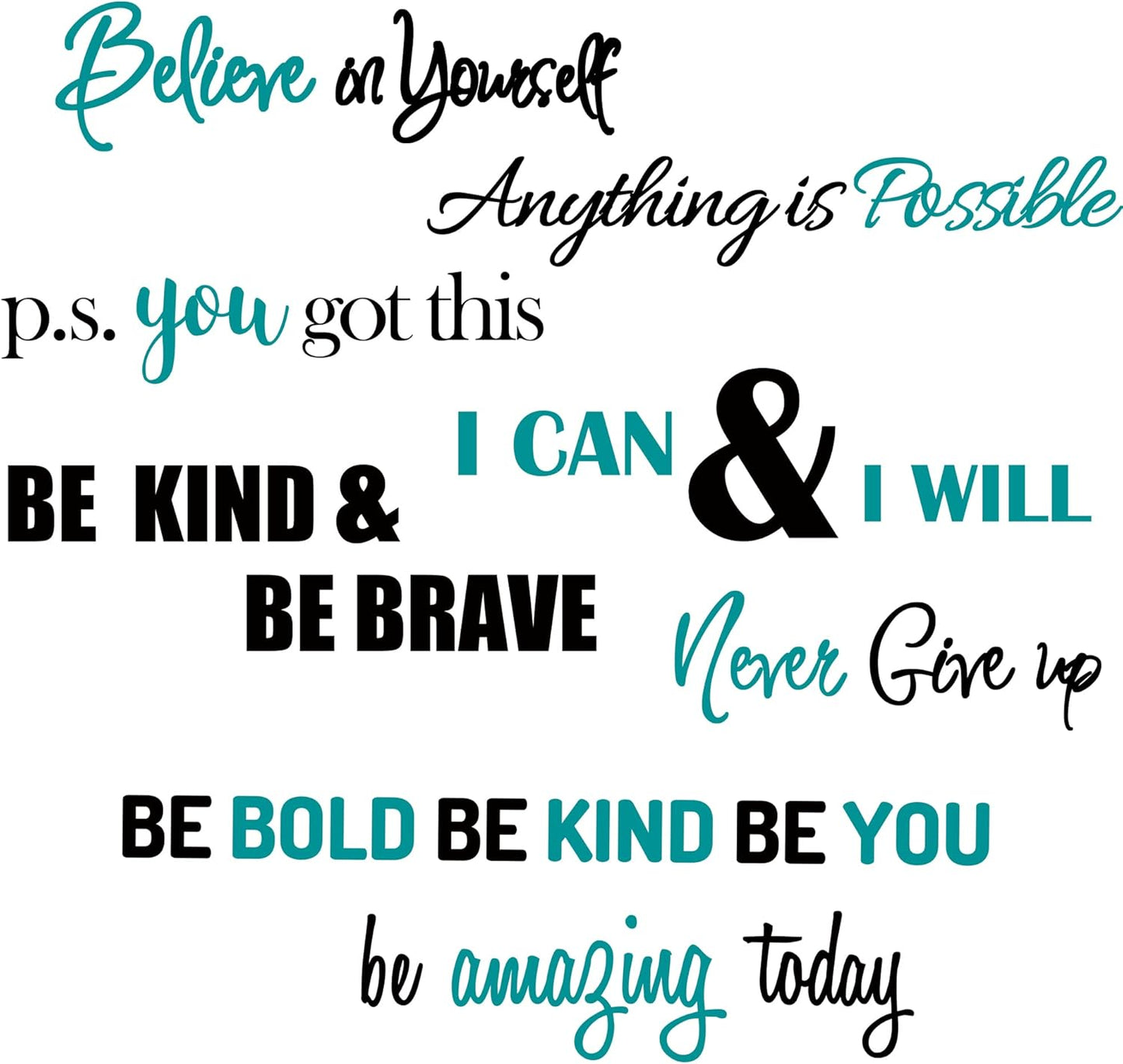 Inspirational Quotes Wall Decals Vinyl Motivational Wall Stickers Positive Lettering Spiritual Words Decals Affirmation Sayings for Women Girls Classroom Bedroom Living Room Bathroom Office Wall Decor
