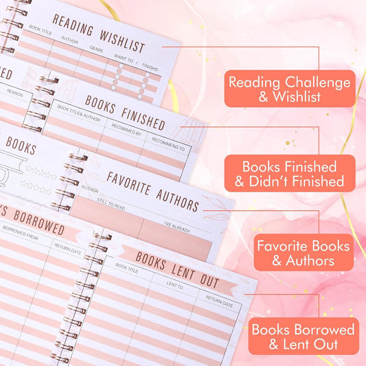 Capoda Reading Journals Gift for Lovers Reading Review Log Book Club Journal and Planner to Review and Track, 60 Books 5.8 x 8.3 Inch