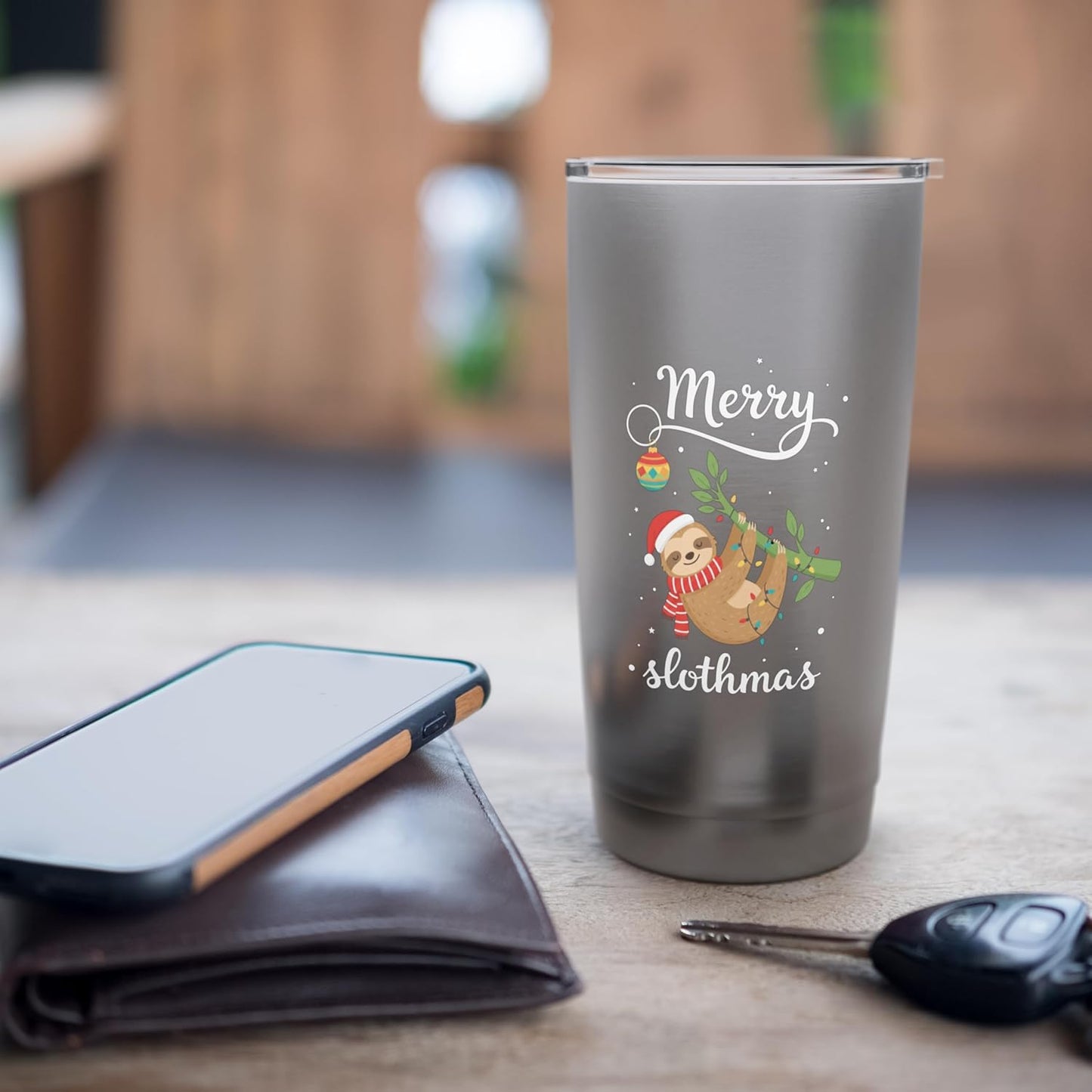 Merry Slothmas Sloth Christmas Holiday Cute Jungle Animal Stainless Steel Insulated Tumbler