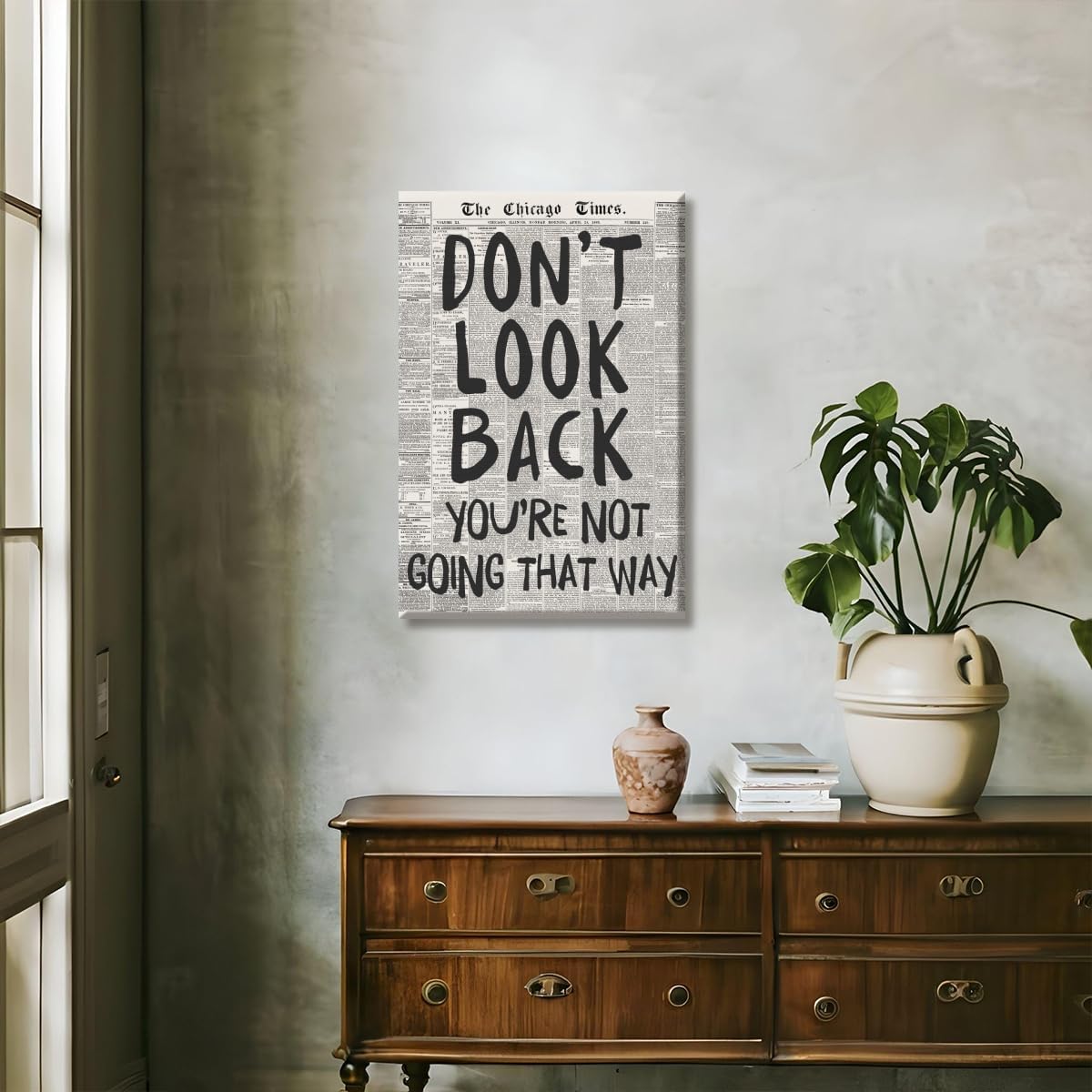 Black and White Retro 70s Newspaper Poster Don't Look Back Positive Wall Art Print Posters Preppy Aesthetic Dorm For Room Wall Decor 12x16inch Unframed