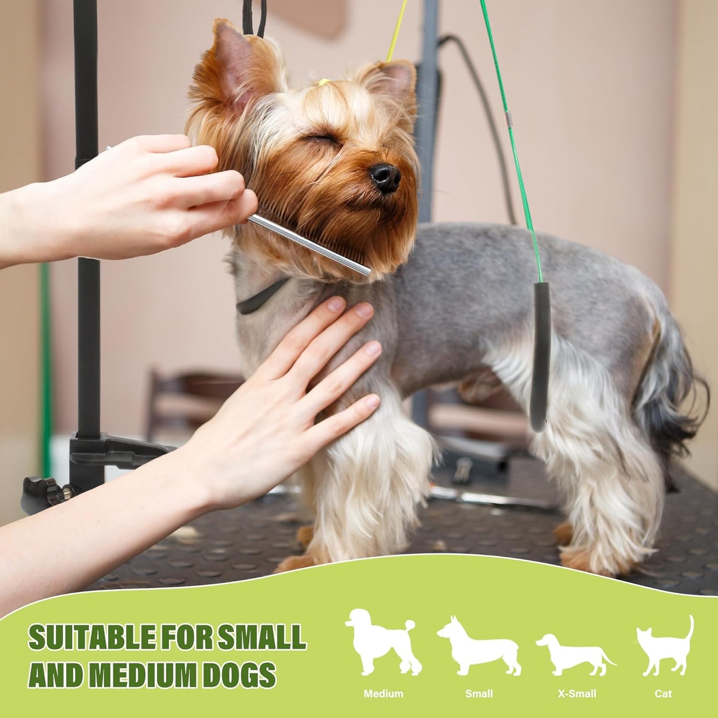 Dog Grooming Arm with Pet Grooming Hammock, getlstub 35" Pet Grooming Table Arm with Adjustable No Sit Haunch Holders, Dog Grooming Stand with Loop Noose for Small and Medium Pets