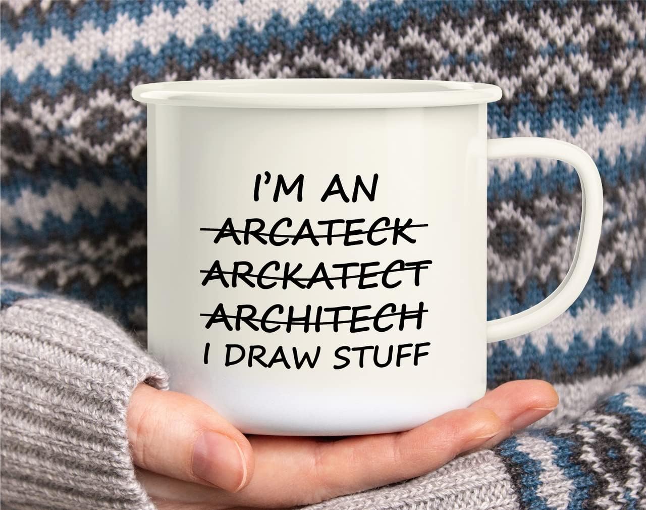 Retreez I'm An Architect I Draw Stuff 16 Oz Enamel Stainless Steel Metal Camping Campfire Coffee Mug - Funny Humor Sarcasm Inspirational birthday gifts for friends, coworkers, siblings, dad or mom
